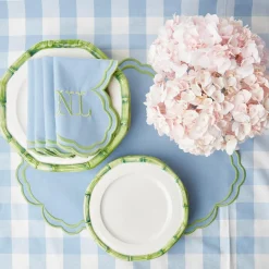 Mrs. Alice Starter Plates|Green Geometric Bamboo Starter Plate (Set Of 4)