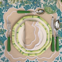 Mrs. Alice Bamboo Crockery|Green Geometric Bamboo Starter Plate