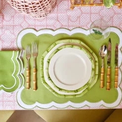 Mrs. Alice Bamboo Crockery|Green Geometric Bamboo Starter Plate