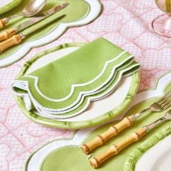 Mrs. Alice Bamboo Crockery|Green Geometric Bamboo Starter Plate (Set Of 4)