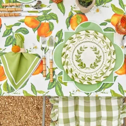 Mrs. Alice Cushions|Green Gingham Ruffle Seat Pad Cushions (Set Of 4)