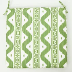Mrs. Alice Cushions|Green Ikat Seat Pad Cushion