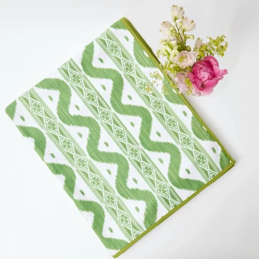 Mrs. Alice Tablecloths|Green Ikat Tablecloth