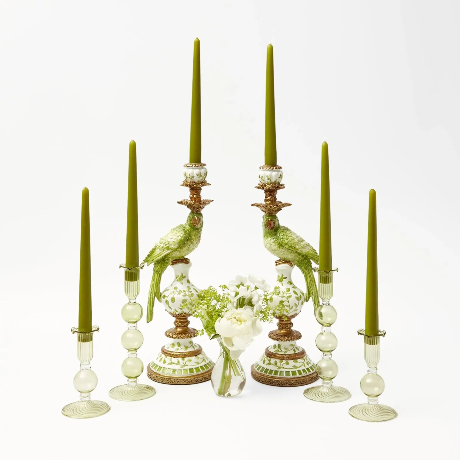 Mrs. Alice Candlescapes|Green Parrot Candlescape