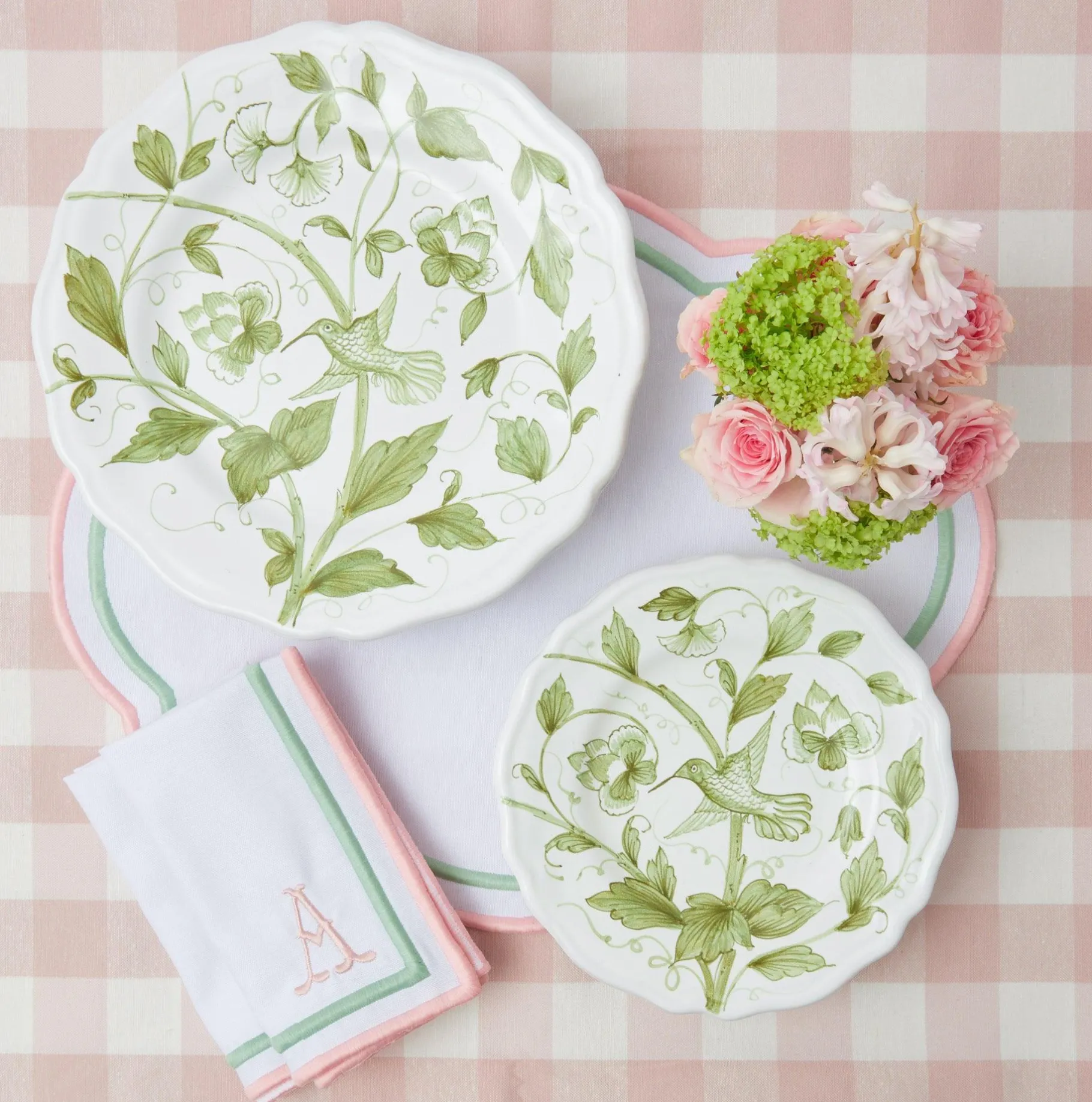 Mrs. Alice Dinner Plates|Hand Painted Hummingbird Dinner Plate