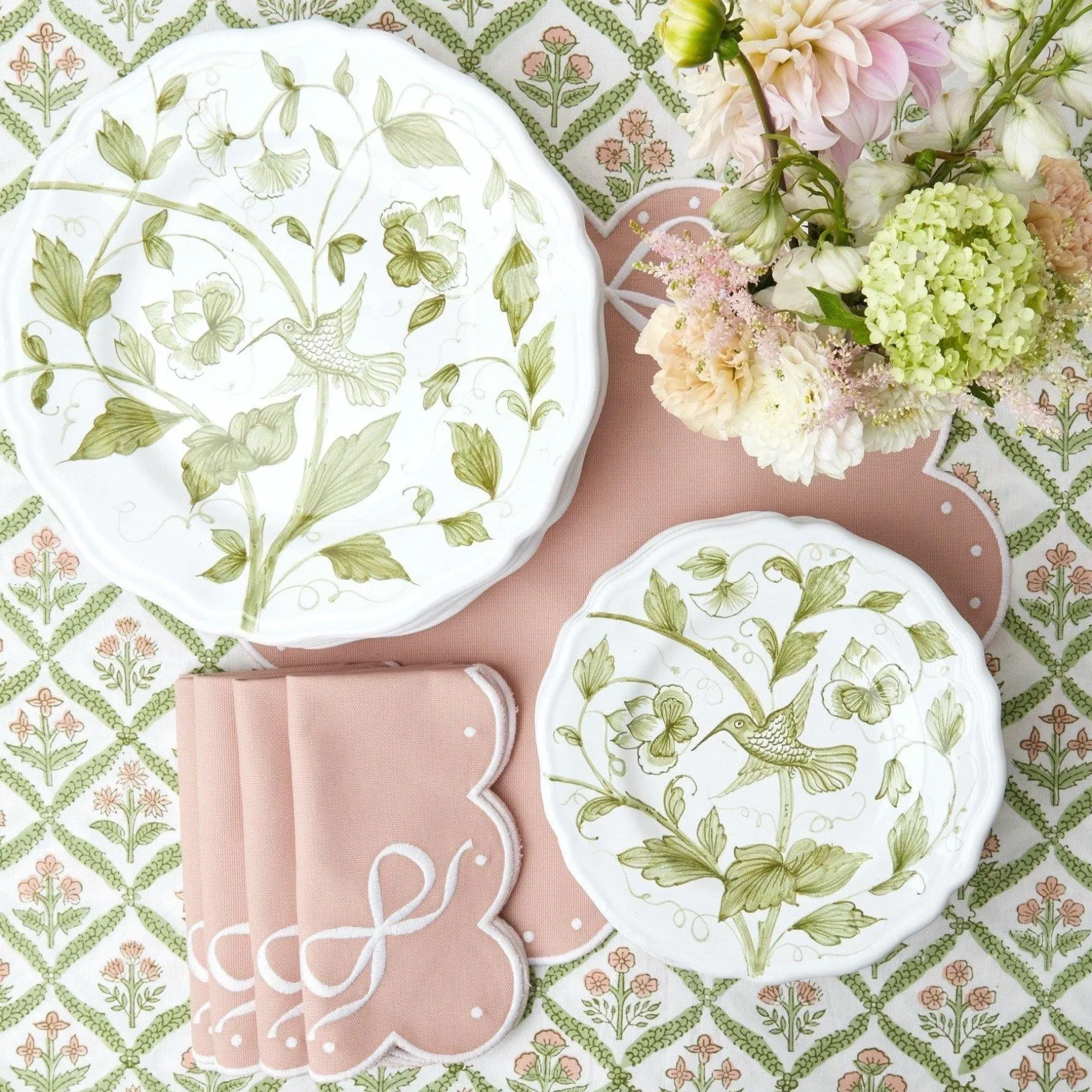 Mrs. Alice Dinner Plates|Hand Painted Hummingbird Dinner Plate