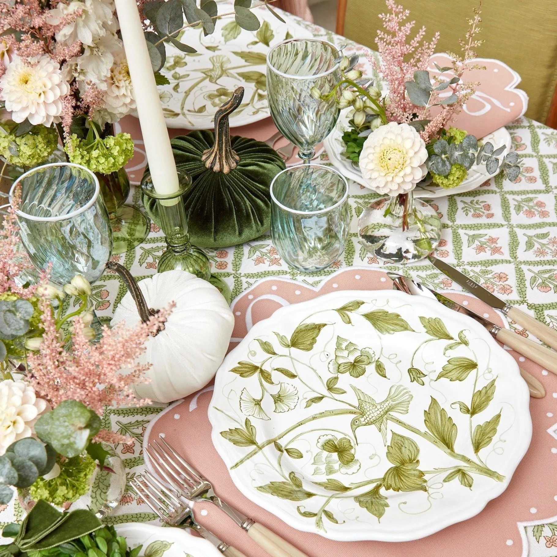 Mrs. Alice Dinner Plates|Hand Painted Hummingbird Dinner Plate