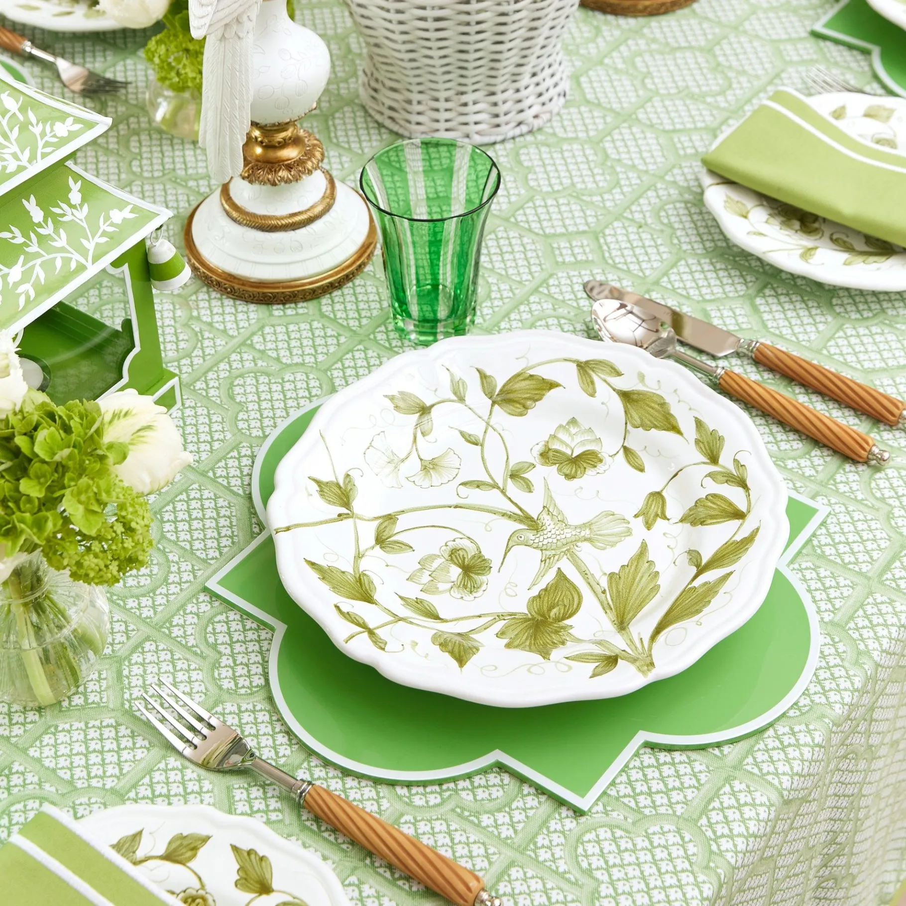 Mrs. Alice Dinner Plates|Hand Painted Hummingbird Dinner Plate