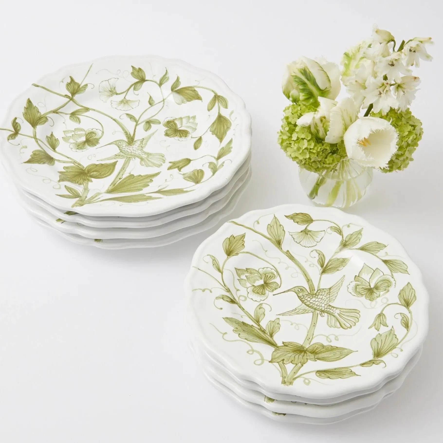 Mrs. Alice Dinner Plates|Hand Painted Hummingbird Dinner Plate