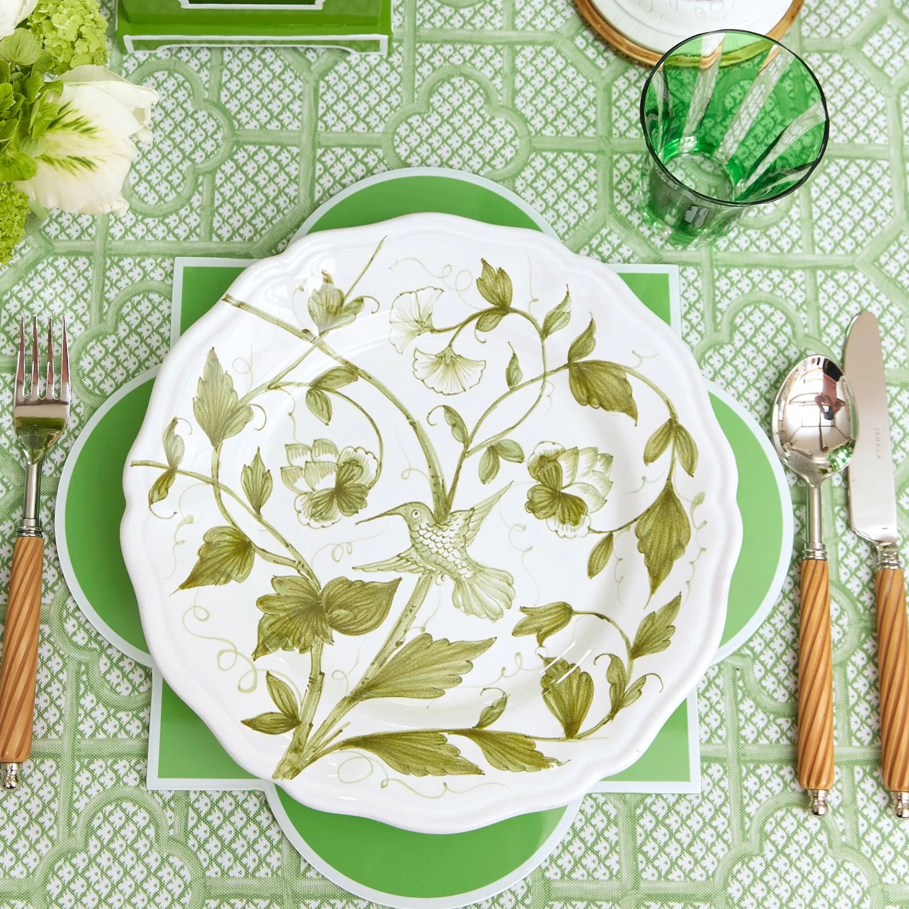 Mrs. Alice Dinner Plates|Hand Painted Hummingbird Dinner Plate