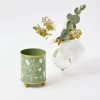 Mrs. Alice Candle Holders|Hand Painted Olive Floral Tole Candle Pot