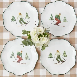 Mrs. Alice Dinner Plates|Heidi & Hans Skier Dinner Plate (Set Of 4)