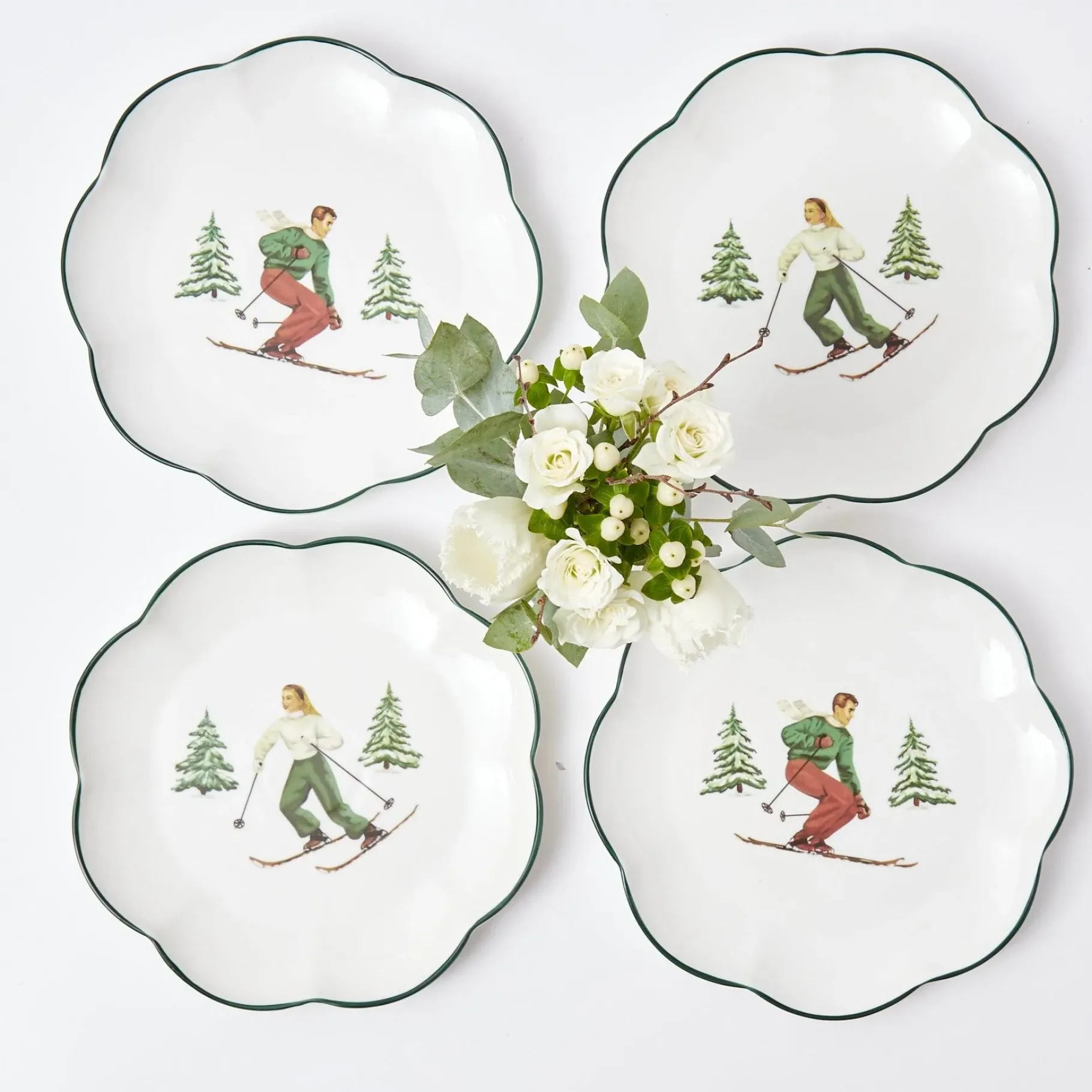 Mrs. Alice Crockery Sets|Heidi & Hans Skier Starter Plates (Set Of 4)