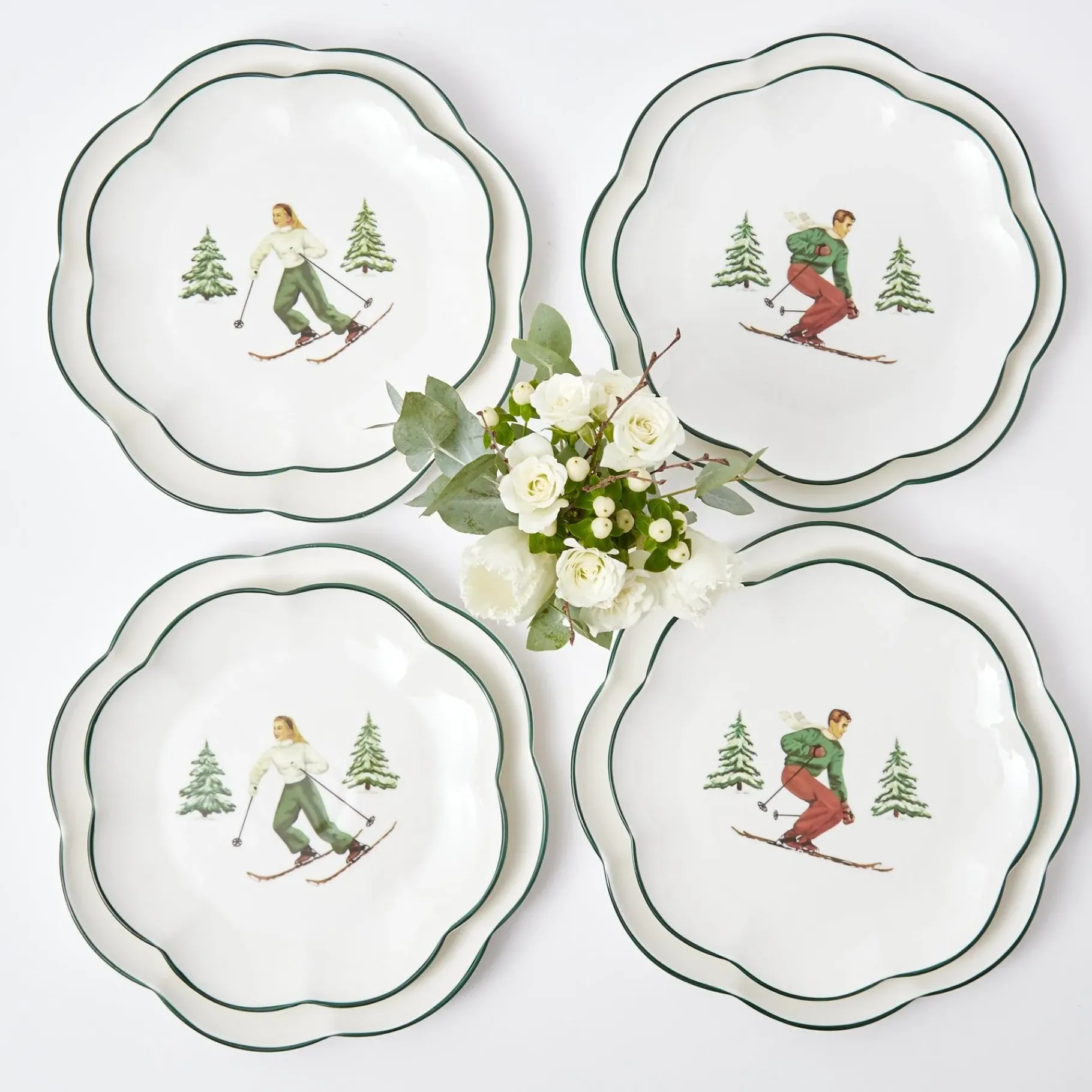 Mrs. Alice Crockery Sets|Heidi & Hans Skier Starter Plates (Set Of 4)