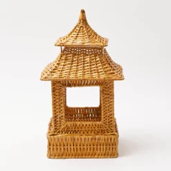 Mrs. Alice Candle Holders|Honey Rattan Pagoda Lantern