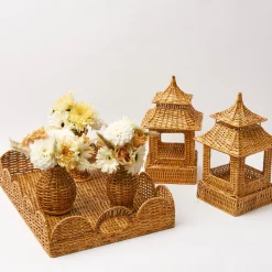 Mrs. Alice Rattan Tableware|Honey Rattan Pagoda Lantern