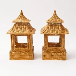 Mrs. Alice Rattan Tableware|Honey Rattan Pagoda Lantern