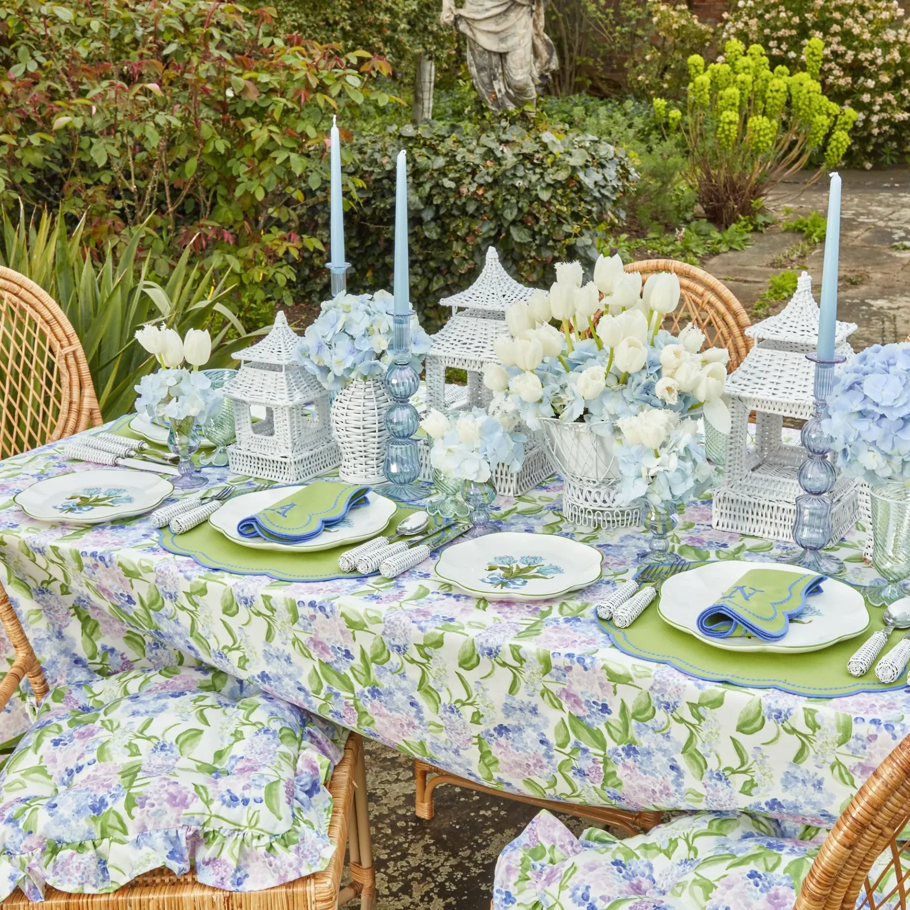 Mrs. Alice Cushions|Hydrangea Seat Pad Cushions (Set Of 4)