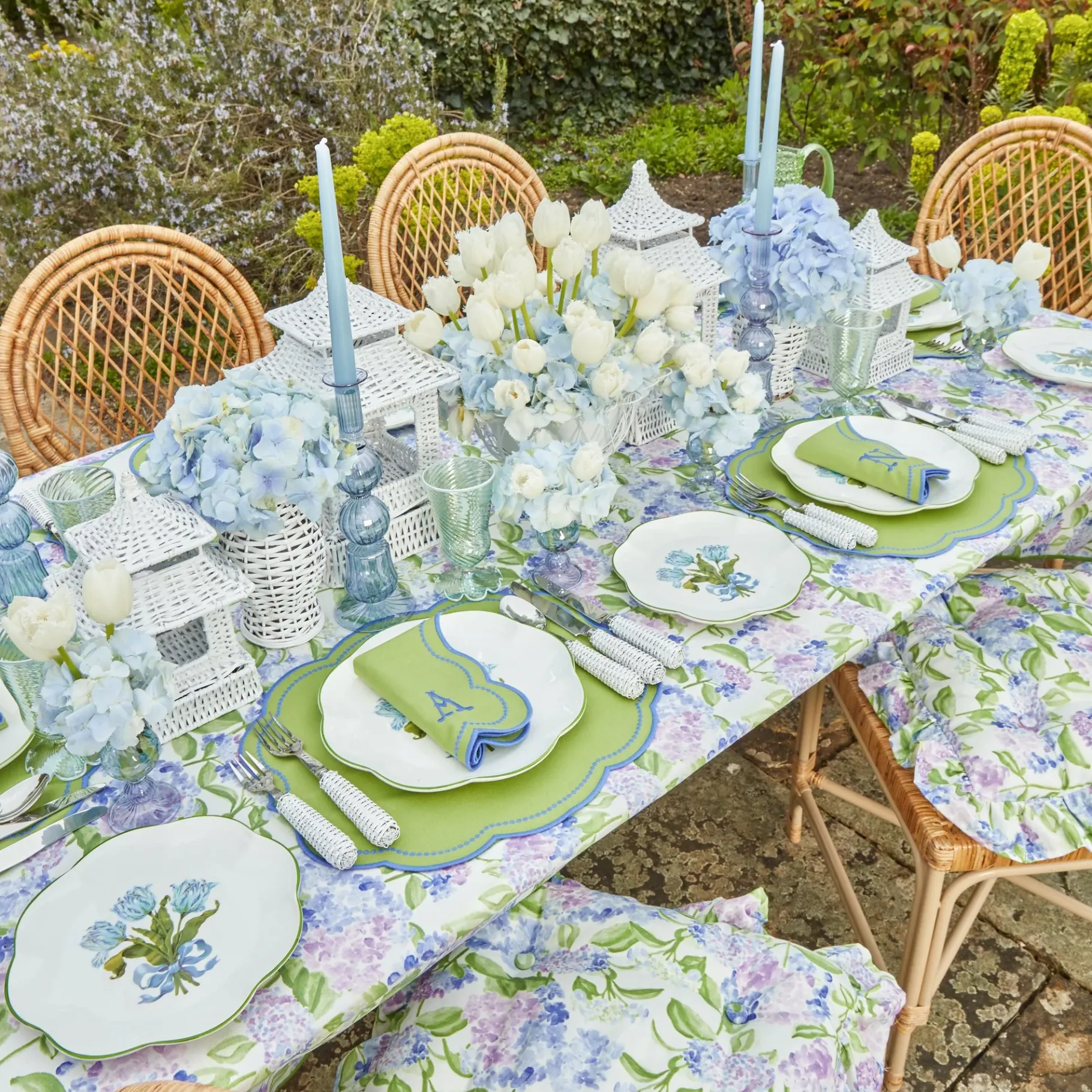 Mrs. Alice Cushions|Hydrangea Seat Pad Cushions (Set Of 4)