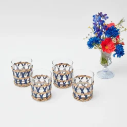 Mrs. Alice Glasses|Ink Raffia Water Glasses (Set Of 4)