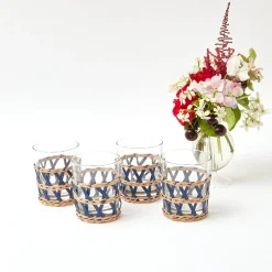 Mrs. Alice Glasses|Ink Raffia Water Glasses (Set Of 4)