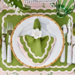 Mrs. Alice Table Linen Sets|Isla Green & Pink Placemats & Napkins (Set Of 4)