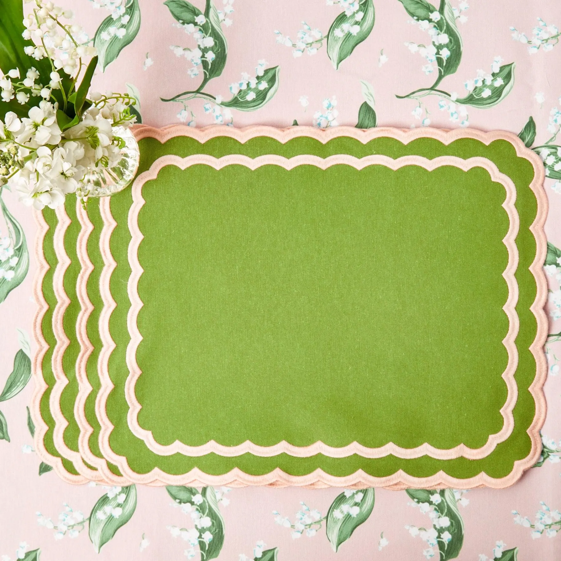 Mrs. Alice Placemats|Isla Green & Pink Placemats (Set Of 4)