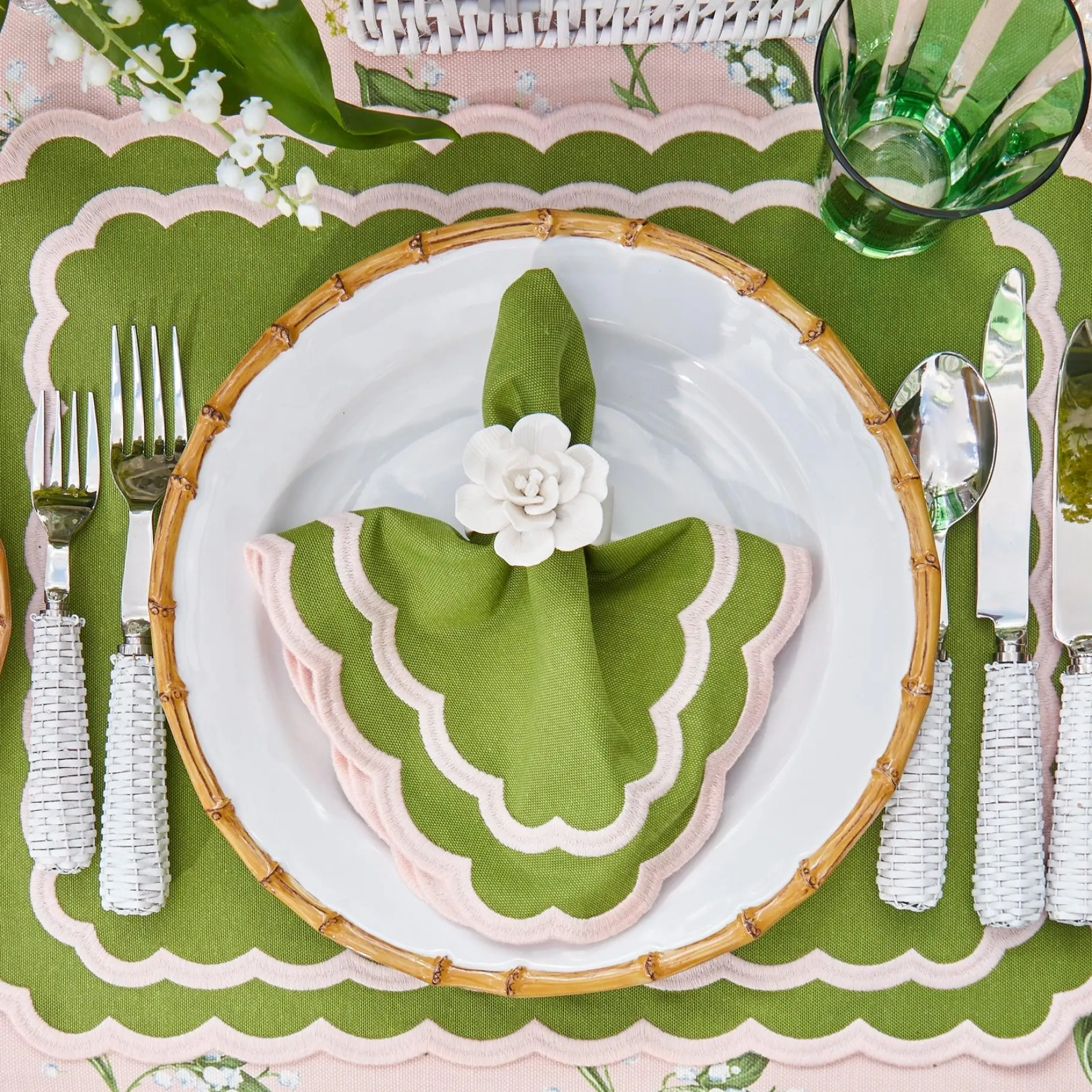 Mrs. Alice Placemats|Isla Green & Pink Placemats (Set Of 4)