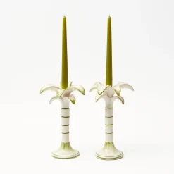 Mrs. Alice Candle Holders|Large White Palm Candle Holder