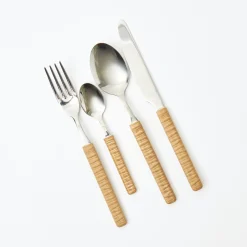 Mrs. Alice Cutlery Sets|Light Brown Rattan Effect Cutlery (4Pcs)