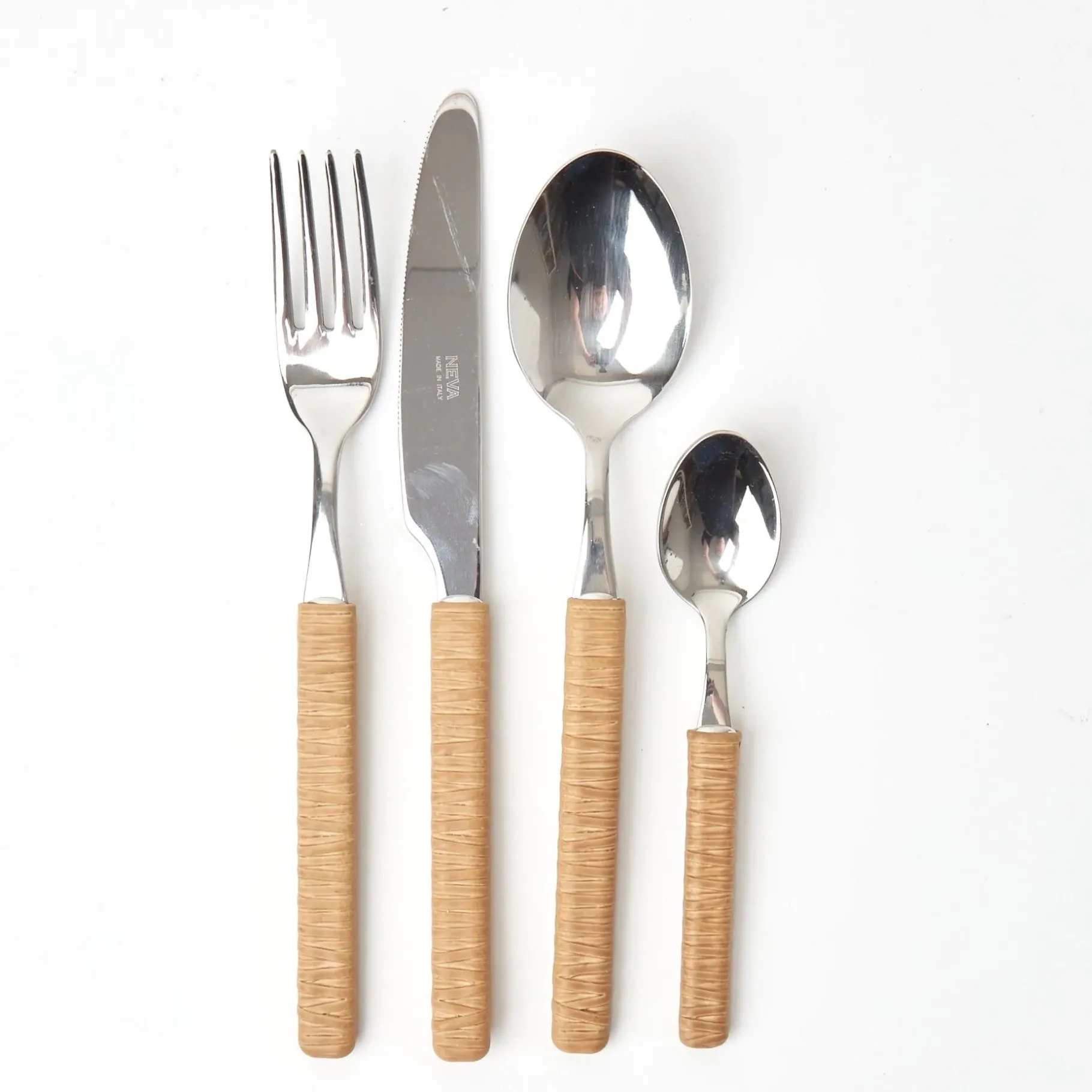 Mrs. Alice Cutlery Sets|Light Brown Rattan Effect Cutlery (4Pcs)