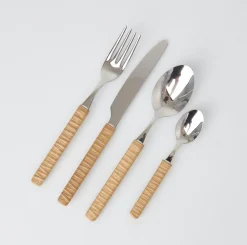 Mrs. Alice Cutlery Sets|Light Brown Rattan Effect Cutlery (4Pcs)