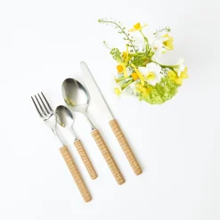 Mrs. Alice Cutlery Sets|Light Brown Rattan Effect Cutlery (4Pcs)