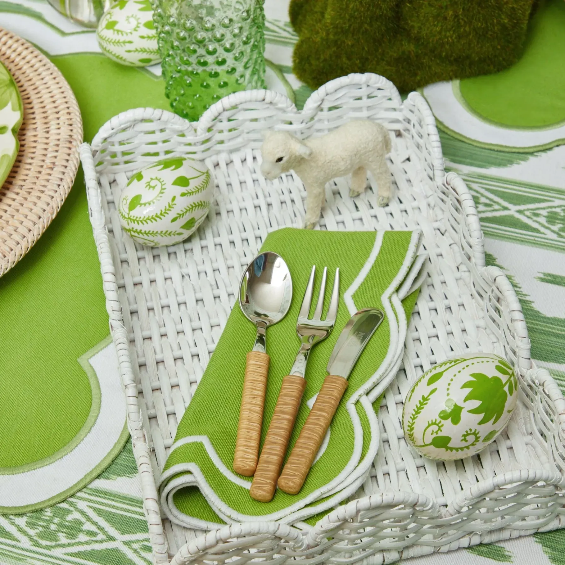 Mrs. Alice Cutlery Sets|Light Brown Rattan Effect Childrens Cutlery (3 Piece)