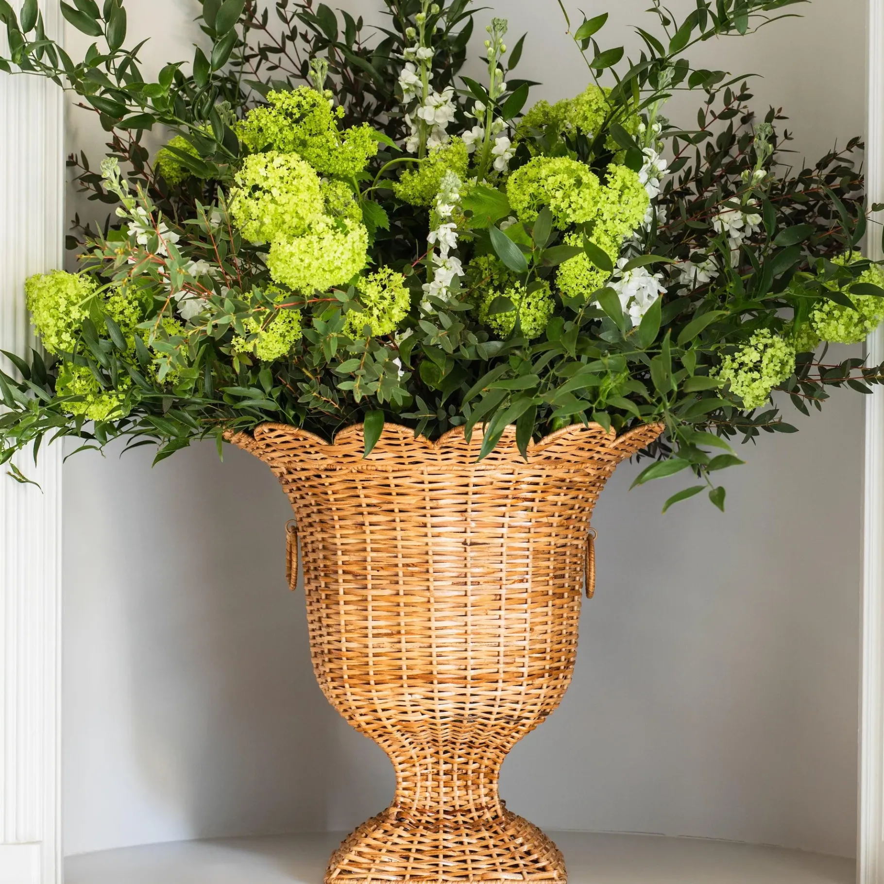 Mrs. Alice Vases|Liliana Scalloped Rattan Urn