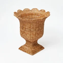 Mrs. Alice Vases|Liliana Scalloped Rattan Urn