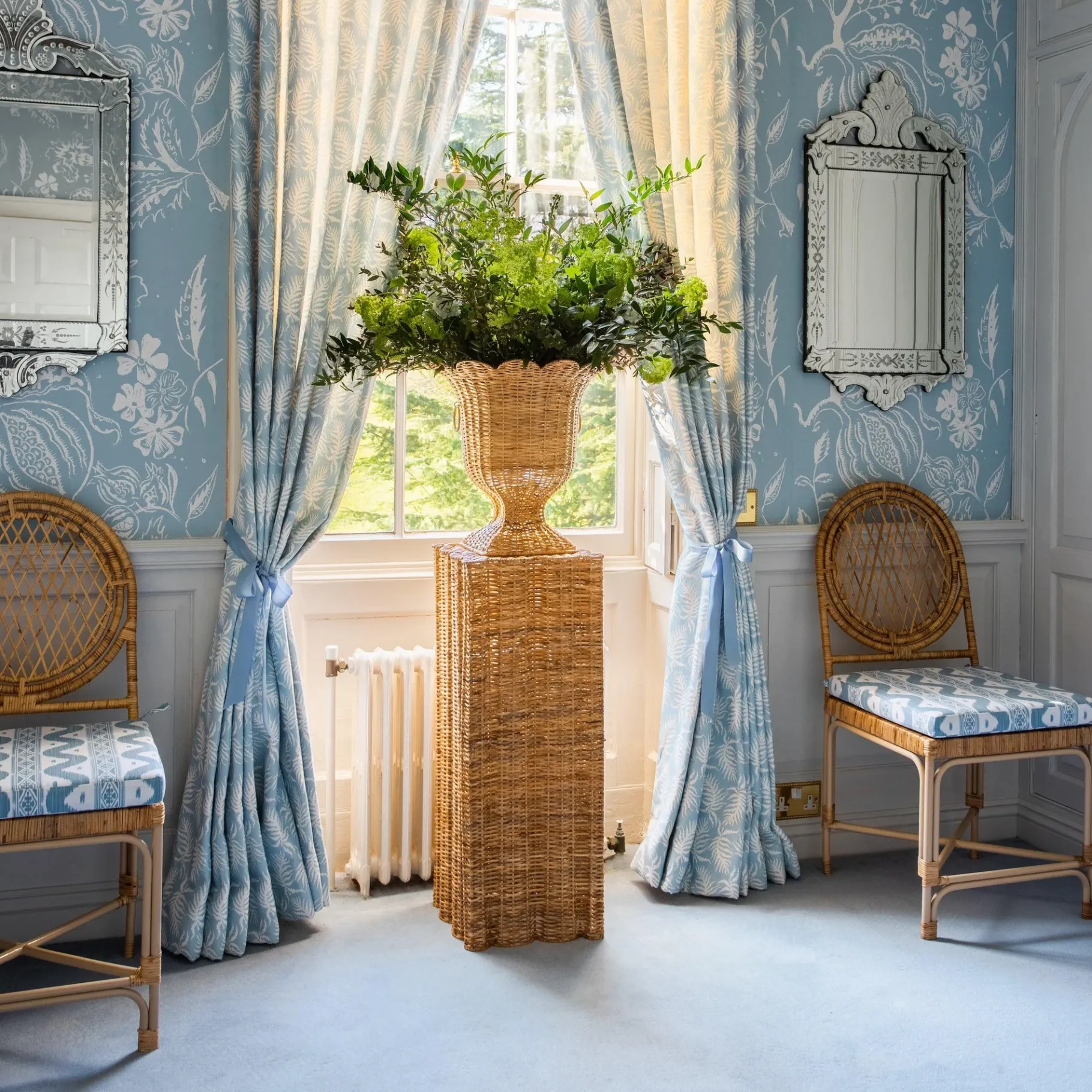 Mrs. Alice Vases|Liliana Scalloped Rattan Urn