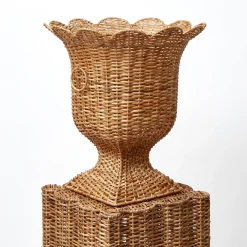 Mrs. Alice Vases|Liliana Scalloped Rattan Pedestal And Urn