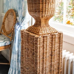 Mrs. Alice Vases|Liliana Scalloped Rattan Pedestal And Urn