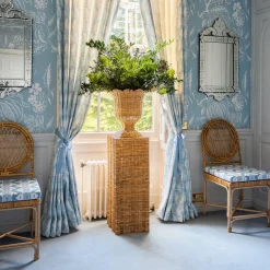 Mrs. Alice Urns & Pedestals|Liliana Scalloped Rattan Pedestal And Urn