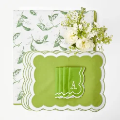 Mrs. Alice Table Linen Sets|Lily Of The Valley & Serena Green Applique Linen Set