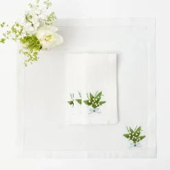 Mrs. Alice Napkins|Lily Of The Valley White Linen Napkins (Set Of 4)