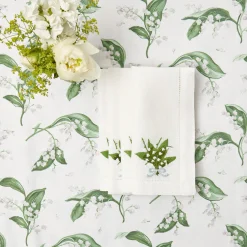 Mrs. Alice Napkins|Lily Of The Valley White Linen Napkins (Set Of 4)