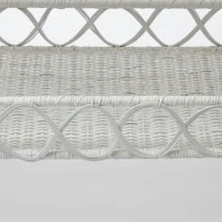 Mrs. Alice Rattan Furniture|Madeleine White Rattan Scalloped Console Table