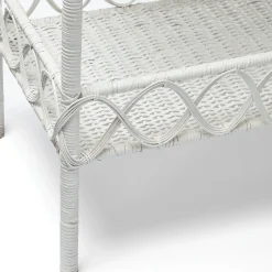 Mrs. Alice Tables|Madeleine White Rattan Scalloped Console Table