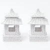 Mrs. Alice Rattan Tableware|Mini White Rattan Pagoda Lanterns (Pair)