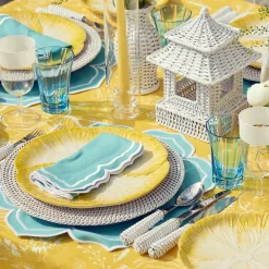 Mrs. Alice Rattan Tableware|Mini White Rattan Pagoda Lanterns (Pair)