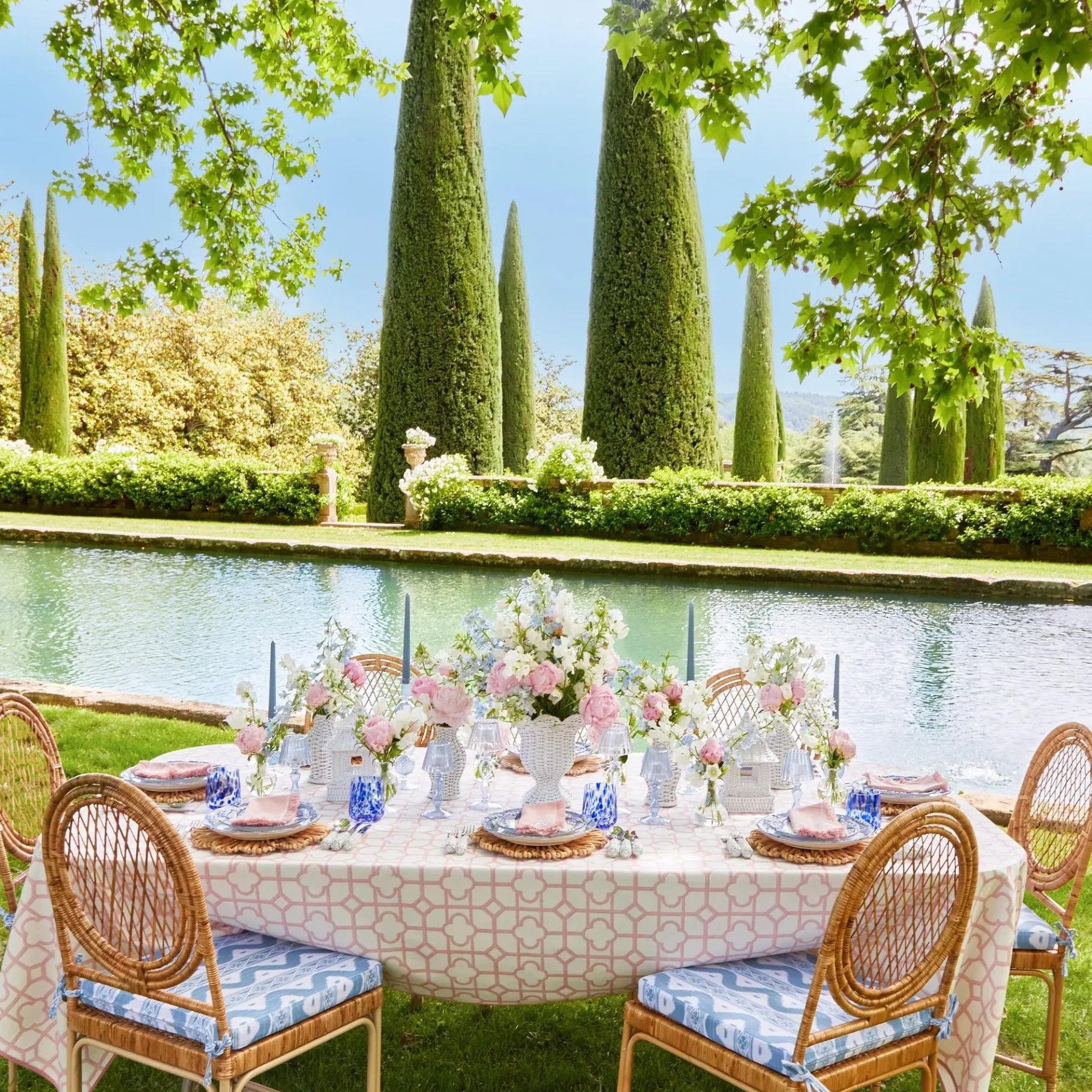 Mrs. Alice Rattan Tableware|Mini White Rattan Pagoda Lanterns (Pair)