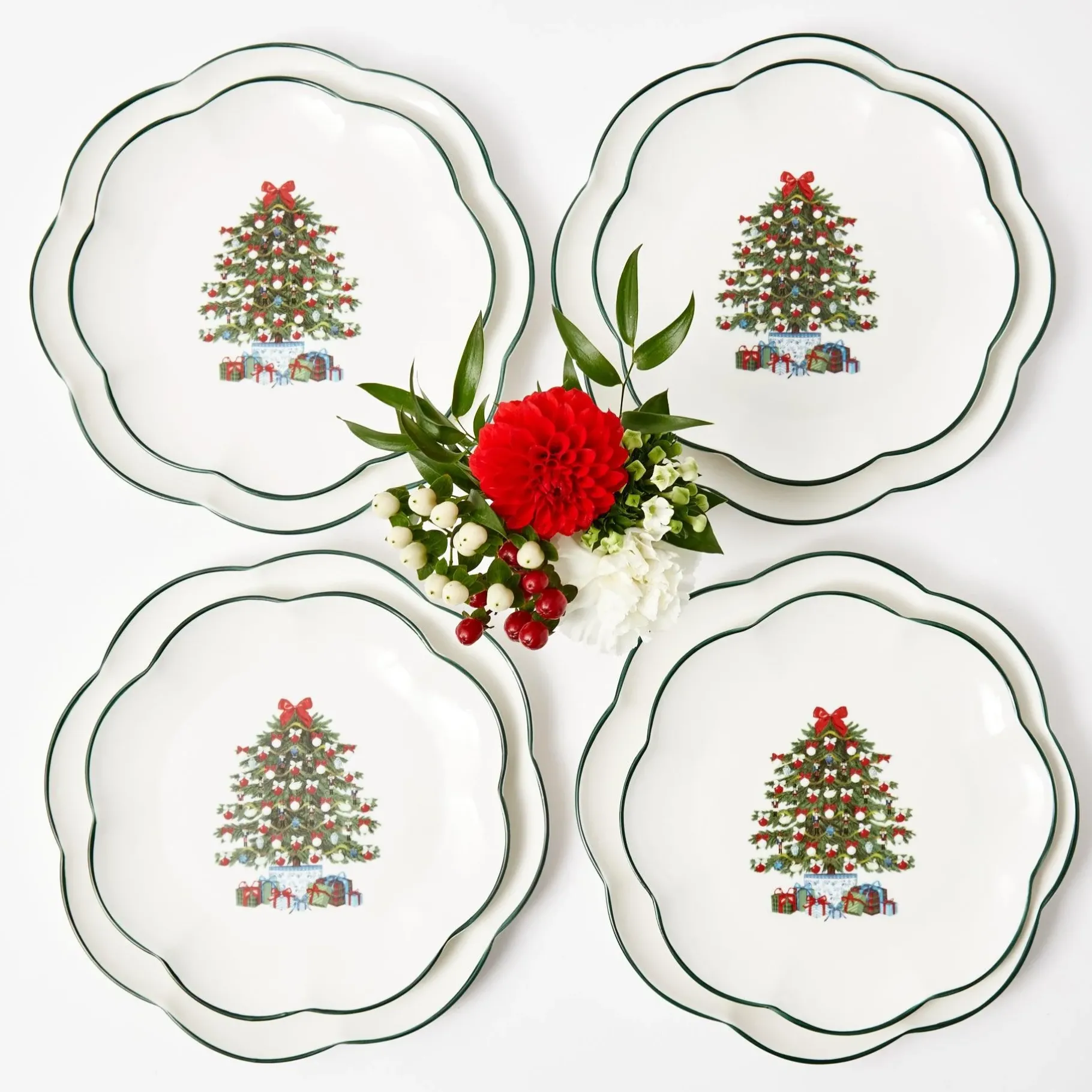 Mrs. Alice Crockery Sets|Christmas Tree Starter Plate (Set Of 4)