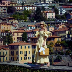 Mrs. Alice Rattan Tableware|Rattan Tote Bag (White Bow)